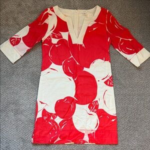 Jcrew Coral and Cream Women's Dress